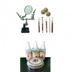 Lupa + kit profesional limpia monedas + líquidos limpieza