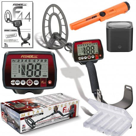 Detector de metales Fisher F44 + Pinpointer + Limpieza + estuche