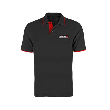 Polo negro XP con detalles en rojo