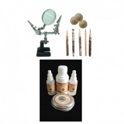 Lupa + kit profesional limpia monedas + líquidos limpieza