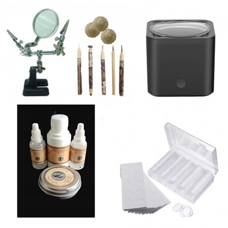 Kit completo Limpieza monedas con maquina ultrasonica y estuche